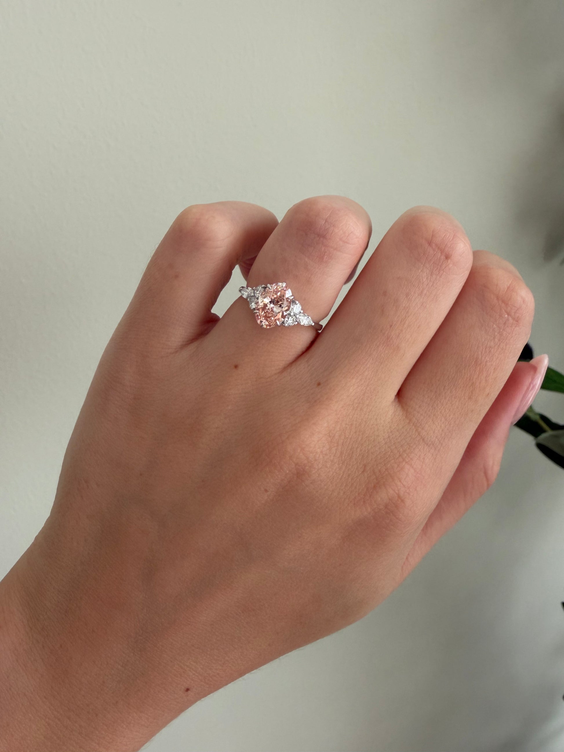 Felwa 1 Carat Pink Lab Grown Diamond Custom Ring in 18k Gold
