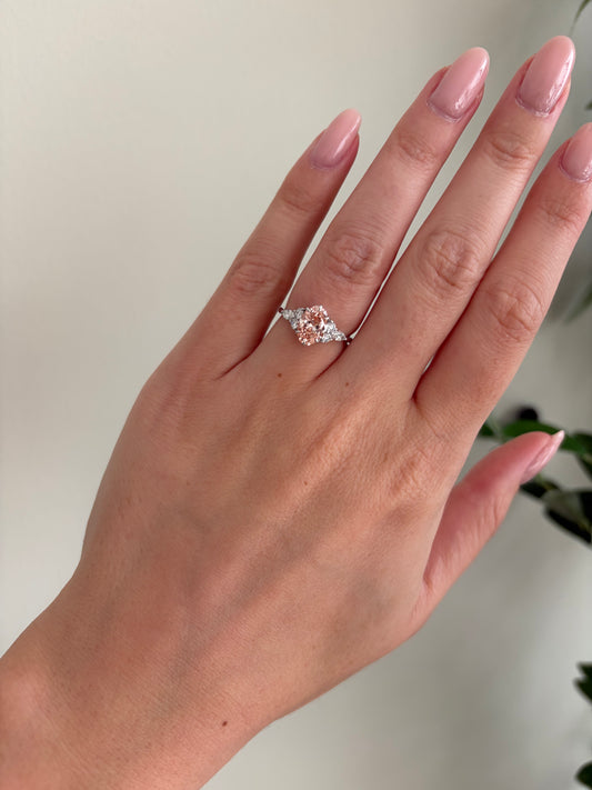 Felwa 1 Carat Pink Lab Grown Diamond Custom Ring in 18k Gold