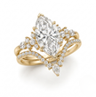 Katie Marquise Lab Diamond Bridal Ring Set - Marquise Pave 3 ct  + V-shaped Band Yellow Gold 18K