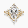 Katie Marquise Lab Diamond Bridal Ring Set - Marquise Pave 3 ct  + V-shaped Band Yellow Gold 18K