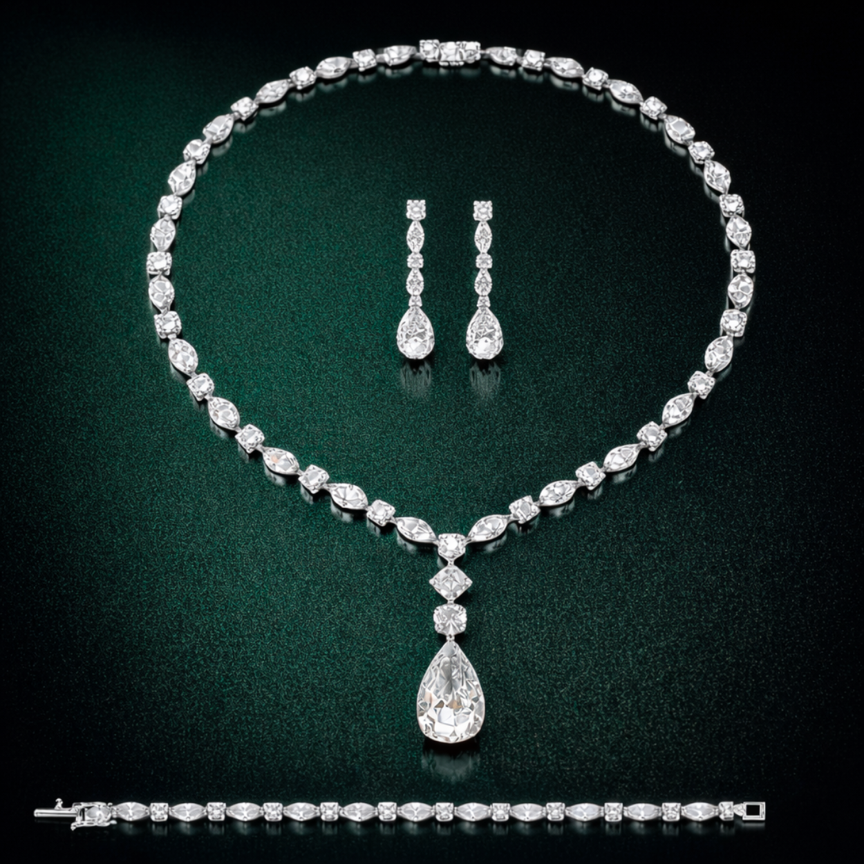 45 Carat Monique High Jewelry Bridal Lab-Grown Diamond Set 18K White Gold