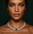 Florence High Jewellery Lab Diamond (23 Carat) and Emerald Necklace (16 in.) 18K White Gold