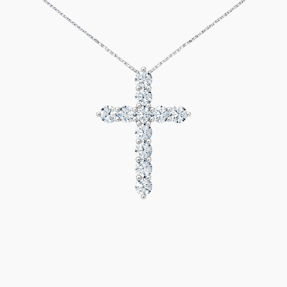Diamond Cross 11x 0.1 carat round | VVS-VS EF lab diamond | White Gold 18K | 16 inches chain