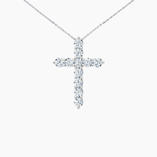Diamond Cross 11x 0.1 carat round | VVS-VS EF lab diamond | White Gold 18K | 16 inches chain
