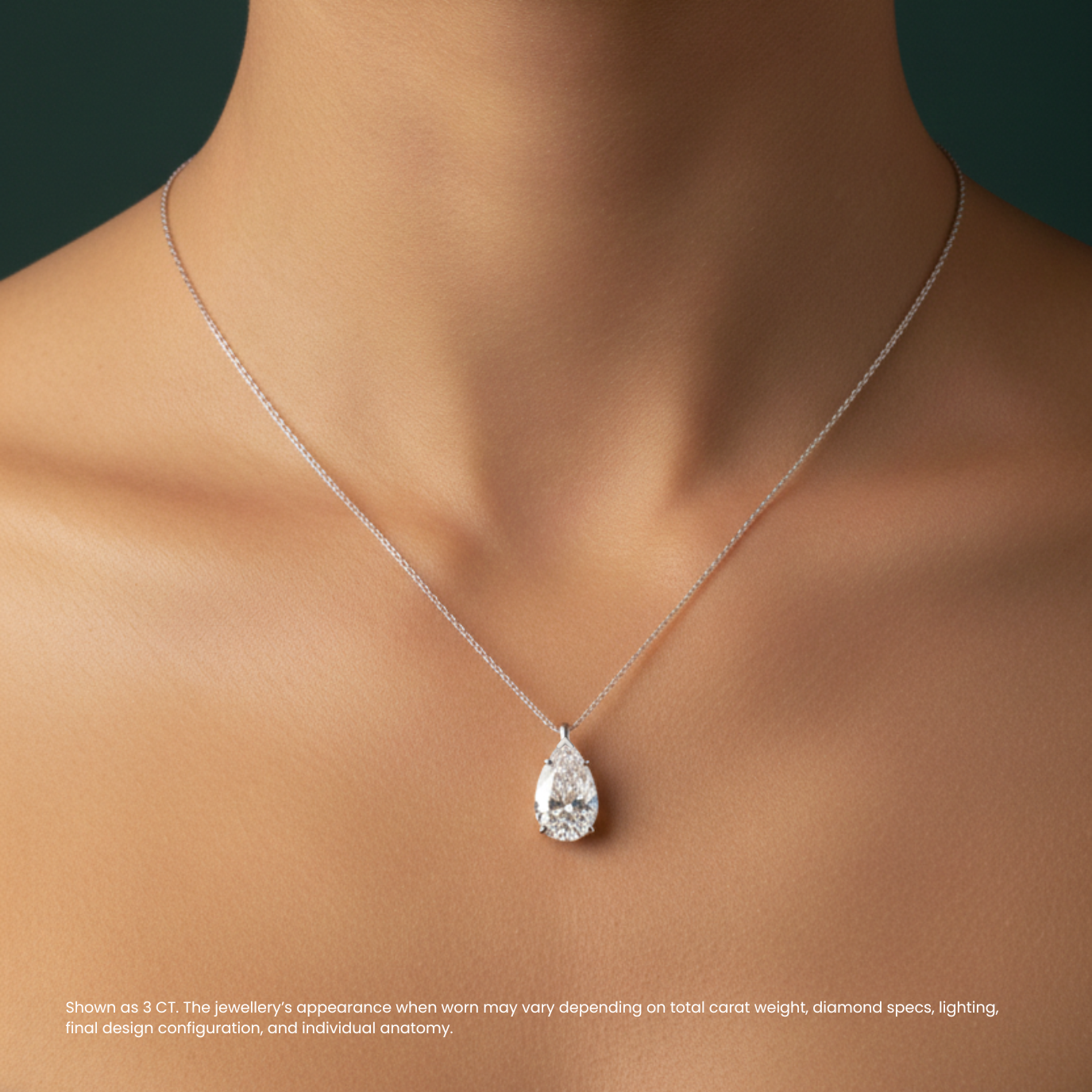 Pear Pendant Lab Diamond Necklace 18K Gold