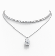 9 Carat Stack: Tennis Chocker (6 ct.) 14 in. and Pear Pendant  (3 ct. ) Lab Diamond Necklace in 18K White Gold