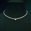 Tennis Riviera Lab Diamond (13 ct.) Necklace (16 in.) with Heart Center Diamond in 18K White Gold