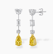 Sabina Necklace and Earrings Set (28 Carat) Multi-Shape Lab-Grown Diamond High Jewellery Set with Fancy Yellow Pear-Shaped Diamonds in 18K White Gold