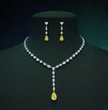 Sabina Necklace and Earrings Set (28 Carat) Multi-Shape Lab-Grown Diamond High Jewellery Set with Fancy Yellow Pear-Shaped Diamonds in 18K White Gold
