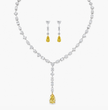 Sabina Necklace and Earrings Set (28 Carat) Multi-Shape Lab-Grown Diamond High Jewellery Set with Fancy Yellow Pear-Shaped Diamonds in 18K White Gold