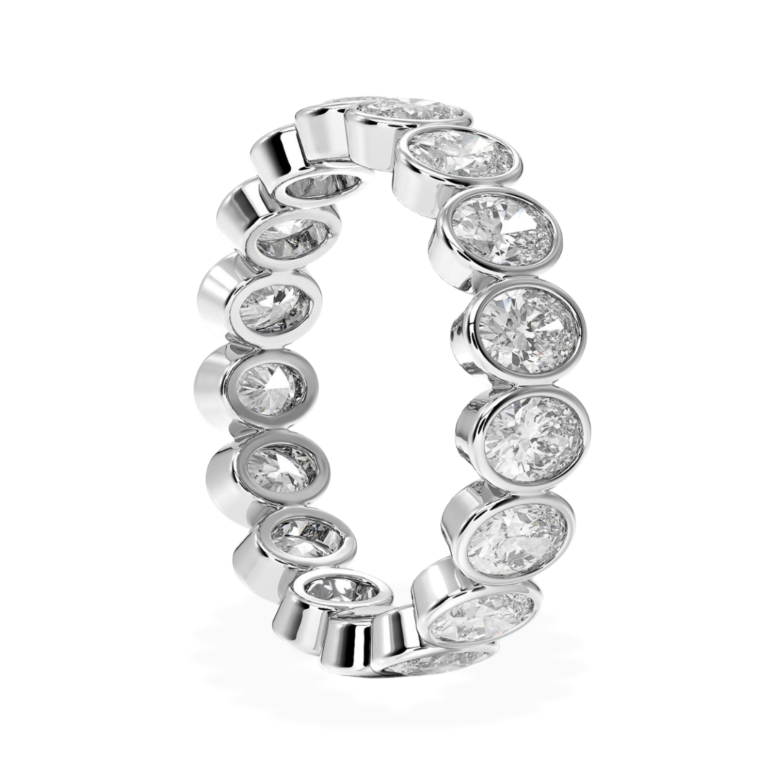 Oval Bezel Eternity Lab Grown Diamond Band Ring 18K Gold