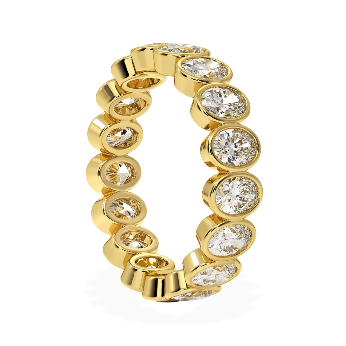 Oval Bezel Eternity Lab Grown Diamond Band Ring 18K Gold