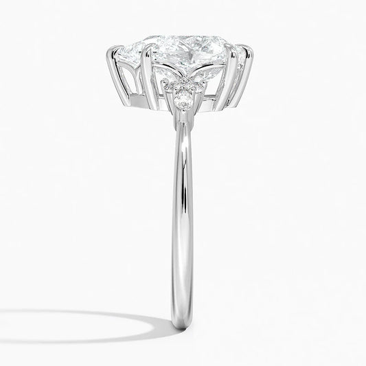 Accented Pear 2 carat lab diamond center stone + side stones