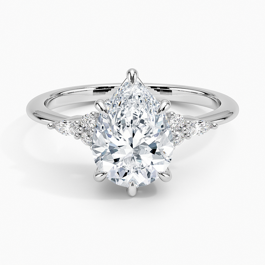 Accented Pear 2 carat lab diamond center stone + side stones