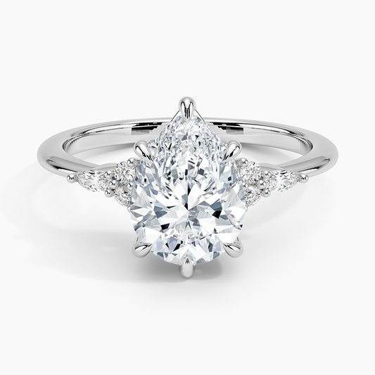 Accented Pear 2 carat lab diamond center stone + side stones
