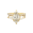 Custom Marquise Set | Engagement Ring Marquise 3 ct  + pears (0.3-0.5 ct) + Hidden Halo; Pave band 2 mm |  + Open extra band 2 mm | Yellow Gold 18K