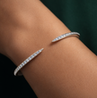 Slavia Pave Lab Diamond ( 1 ct. tw) Open Bangle Bracelet 18K Gold