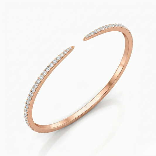 Slavia Pave Lab Diamond ( 1 ct. tw) Open Bangle Bracelet 18K Gold