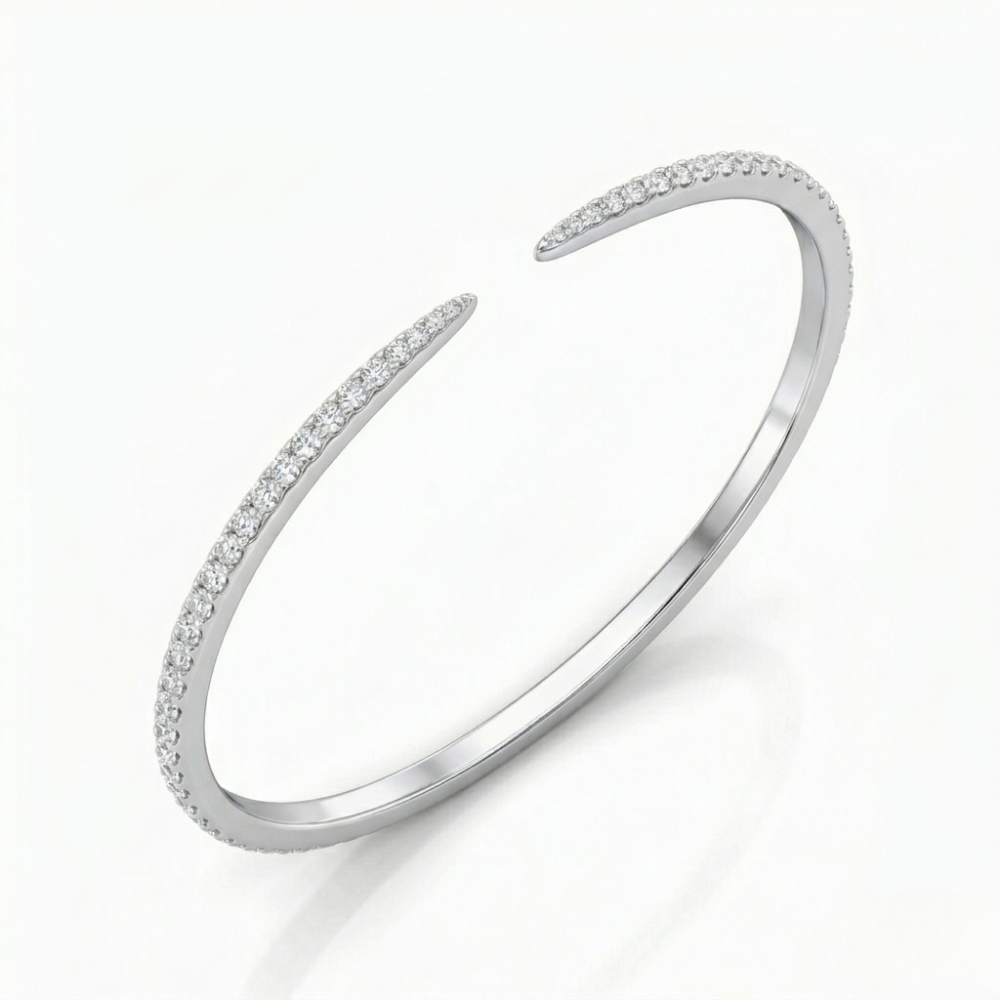 Slavia Pave Lab Diamond ( 1 ct. tw) Open Bangle Bracelet 18K Gold