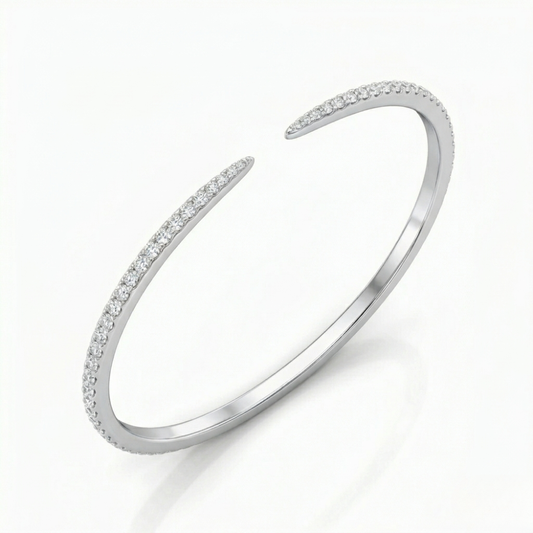 Slavia Pave Lab Diamond ( 1 ct. tw) Open Bangle Bracelet 18K Gold