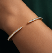 Slavia Pave Lab Diamond ( 1 ct. tw) Open Bangle Bracelet 18K Gold