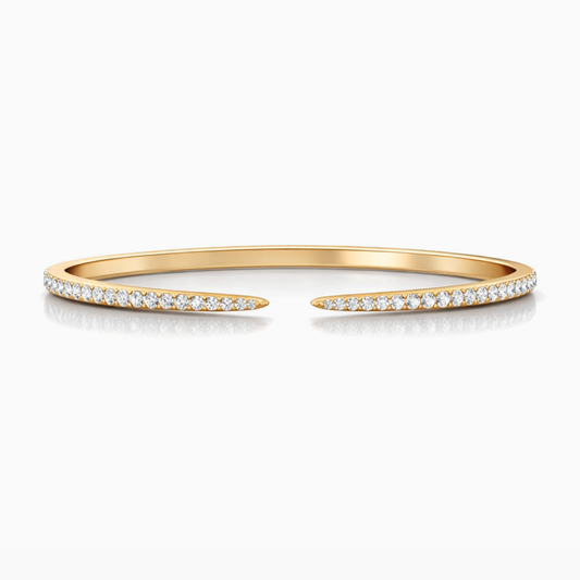 Slavia Pave Lab Diamond ( 1 ct. tw) Open Bangle Bracelet 18K Gold