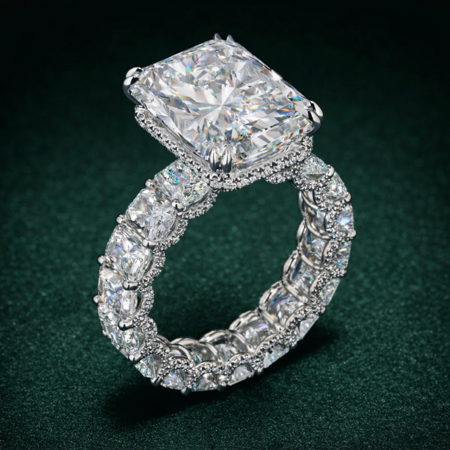 11 Carat Set of Jana Eternity Radiant (7 ct. tw.)  +  Radiant Eternity (4 ct. tw.) Lab Diamond Rings in White Gold 18K | IGI and SGL certificates