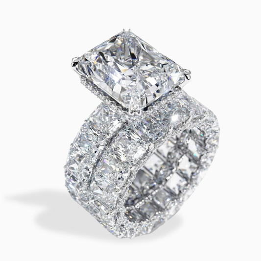 11 Carat Set of Jana Eternity Radiant (7 ct. tw.)  +  Radiant Eternity (4 ct. tw.) Lab Diamond Rings in White Gold 18K | IGI and SGL certificates