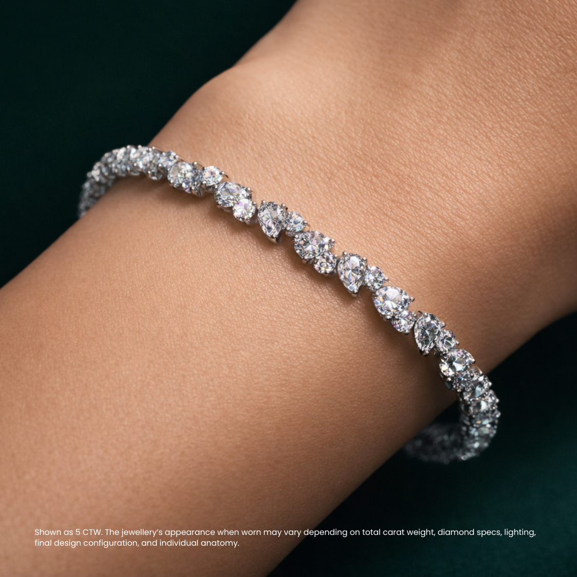 Pear & Round Lab Diamond Tennis Bracelet ( 3 ct. tw.) 18K Gold
