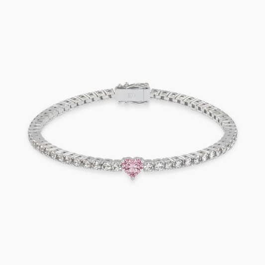Pink Heart Tennis Lab Diamond Bracelet (5 ct. tw.) 18K White Gold