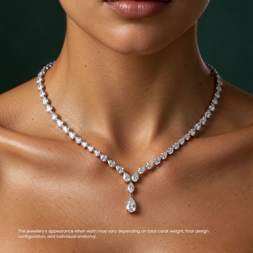 Alexandia Pear Lab Diamond (21 ct.) Necklace (16 in | 40 cm) 18K White Gold