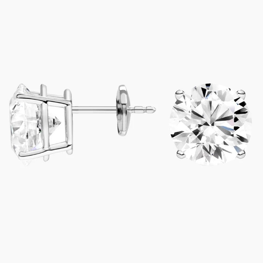 Round Stud Lab Diamond Earrings ( 3 ct * 2 ) 18K Gold