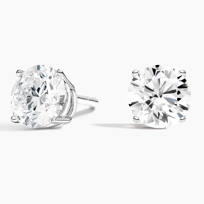 Round Stud Lab Diamond Earrings ( 3 ct * 2 ) 18K Gold