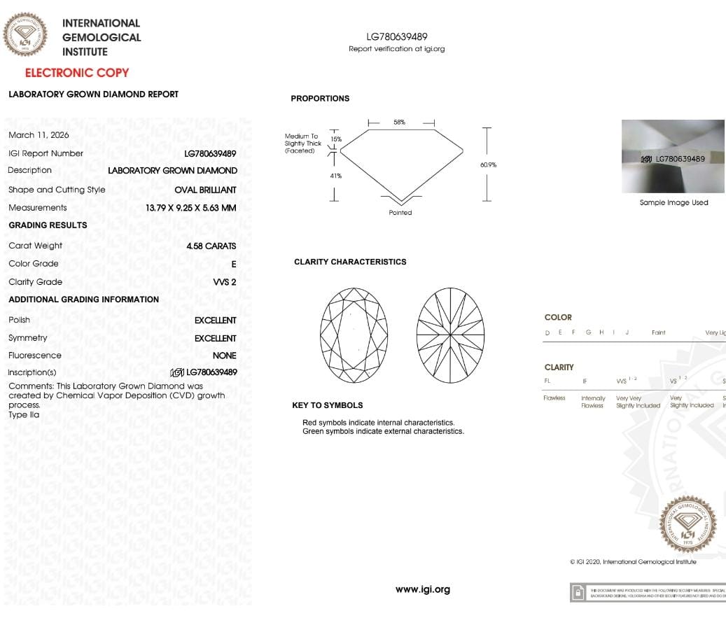 Osha Ring - Oval Lab Diamond 4.5 carat VVS2 E + 12x0.1 ct
