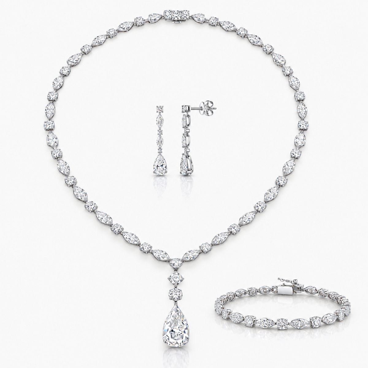 45 Carat Monique High Jewelry Bridal Lab-Grown Diamond Set 18K White Gold