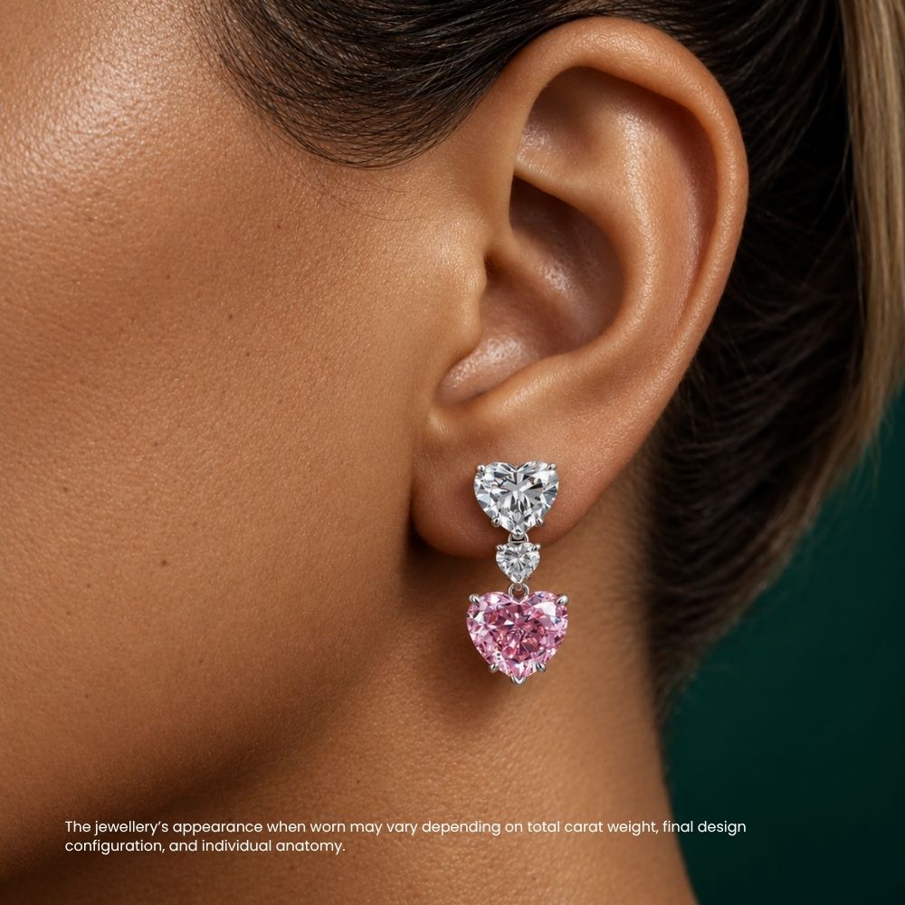 30 Carat Alma Fancy Pink High Jewelry Bridal Lab-Grown Diamond Set 18K White Gold