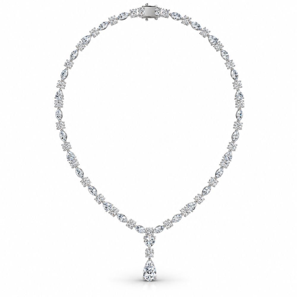 Amoura Round, Marquise, Pear Lab Diamond (34 ct.) Necklace (16 in | 40 cm) 18K White Gold