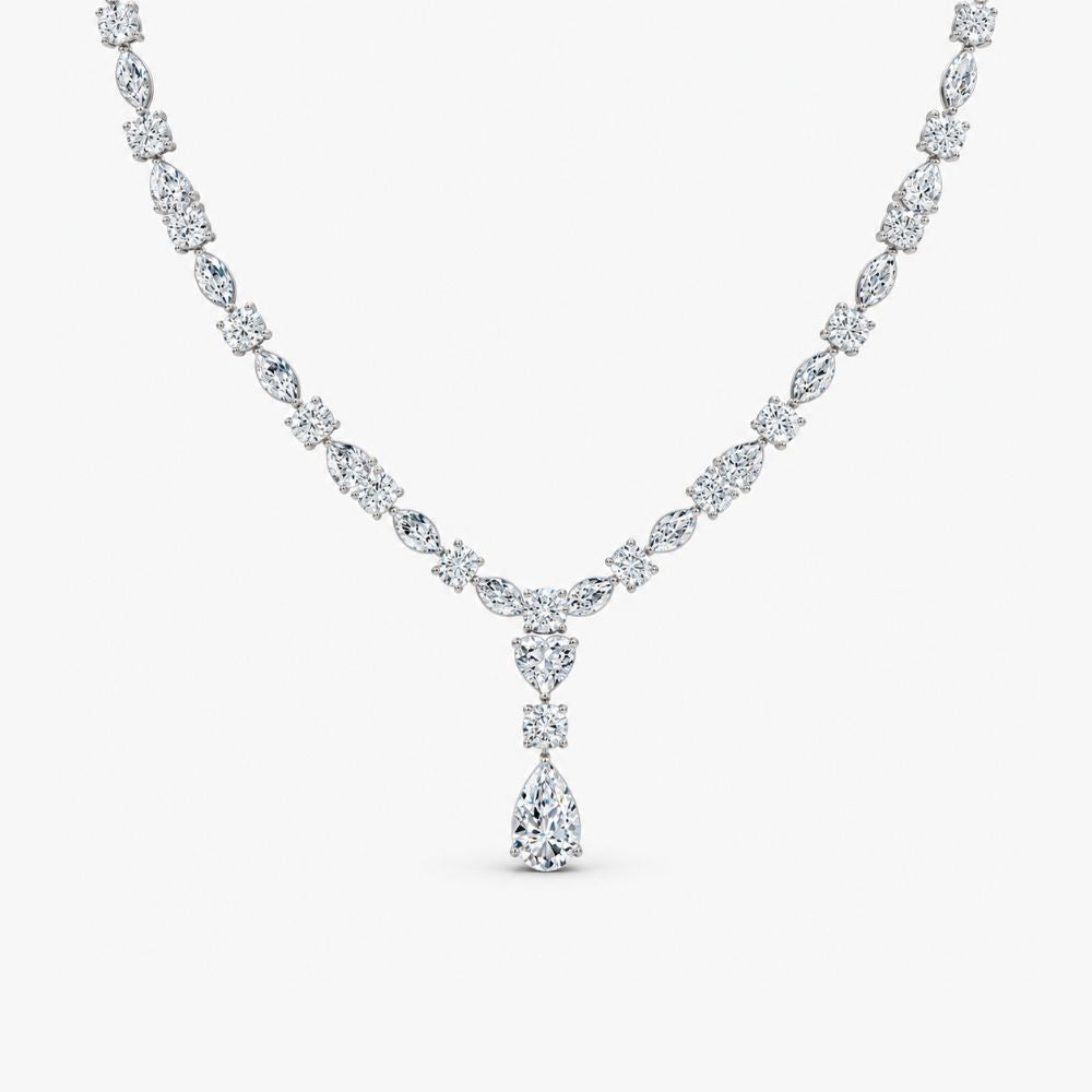 Amoura Round, Marquise, Pear Lab Diamond (34 ct.) Necklace (16 in | 40 cm) 18K White Gold
