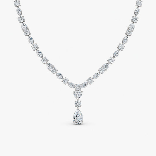 Amoura Round, Marquise, Pear Lab Diamond (34 ct.) Necklace (16 in | 40 cm) 18K White Gold