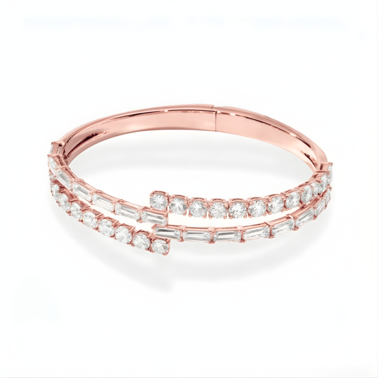 Myra Round & Baguette Lab Diamond ( 5 ct. tw) Bypass Bangle Bracelet 18K Gold