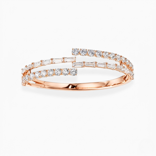 Myra Round & Baguette Lab Diamond ( 5 ct. tw) Bypass Bangle Bracelet 18K Gold