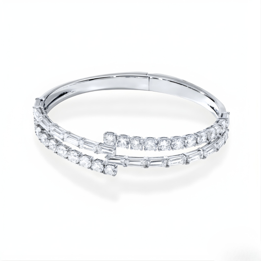 Myra Round & Baguette Lab Diamond ( 5 ct. tw) Bypass Bangle Bracelet 18K Gold