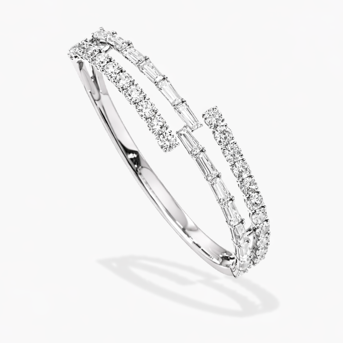 Myra Round & Baguette Lab Diamond ( 5 ct. tw) Bypass Bangle Bracelet 18K Gold