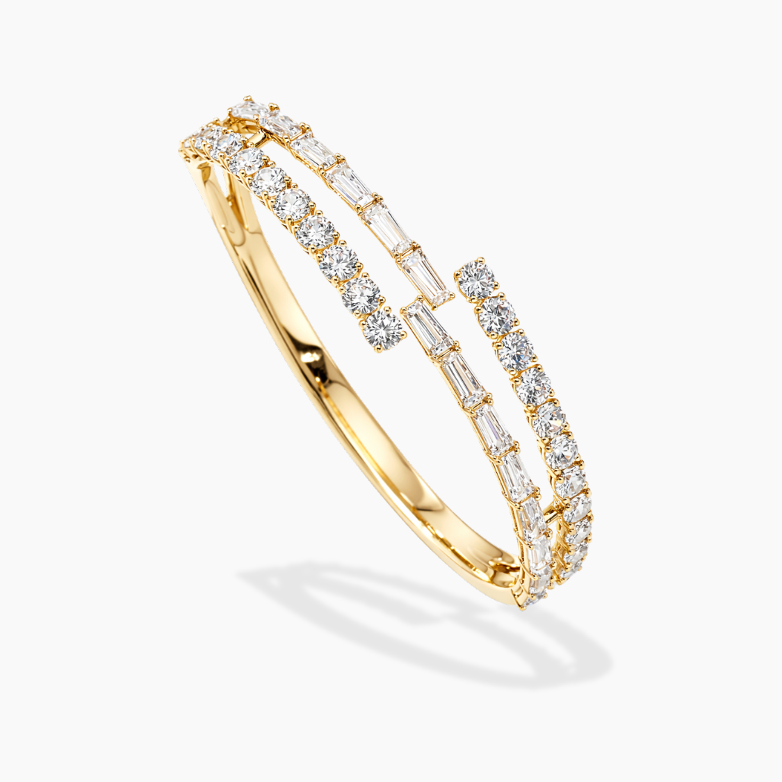 Myra Round & Baguette Lab Diamond ( 5 ct. tw) Bypass Bangle Bracelet 18K Gold