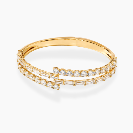 Myra Round & Baguette Lab Diamond ( 5 ct. tw) Bypass Bangle Bracelet 18K Gold