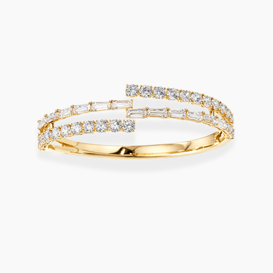Myra Round & Baguette Lab Diamond ( 5 ct. tw) Bypass Bangle Bracelet 18K Gold