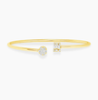 Baguette & Round Lab Diamond ( 1 ct. tw. ) Open Bangle Bracelet  18K Gold
