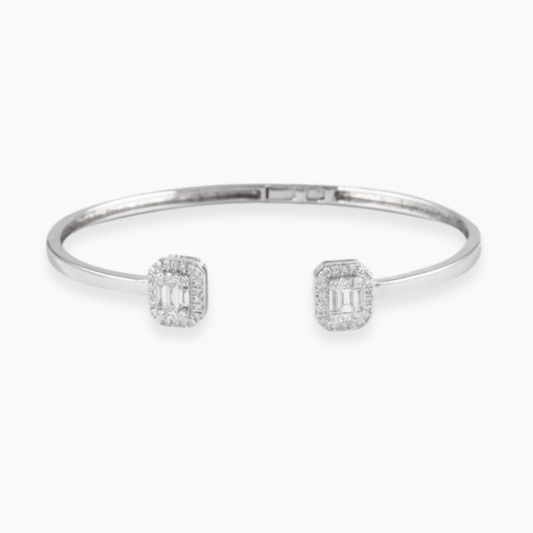 Emerald Lab Diamond ( 1 ct. tw) Open Bangle Bracelet 18K Gold