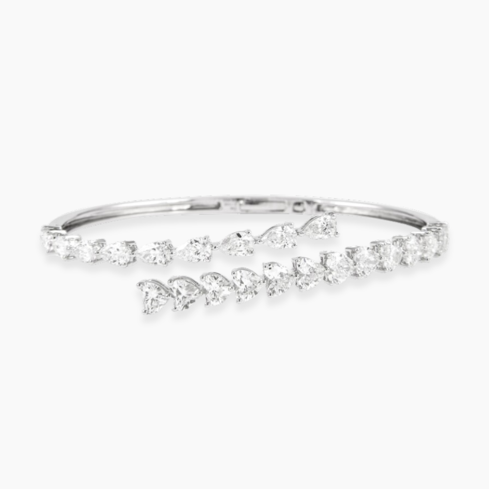 Pear & Heart Lab Diamond ( 3.5 ct. tw) Bangle Bracelet 18K Gold