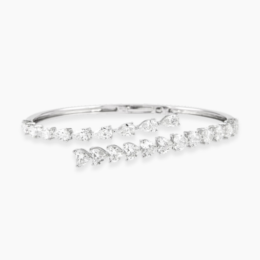 Pear & Heart Lab Diamond ( 3.5 ct. tw) Bangle Bracelet 18K Gold